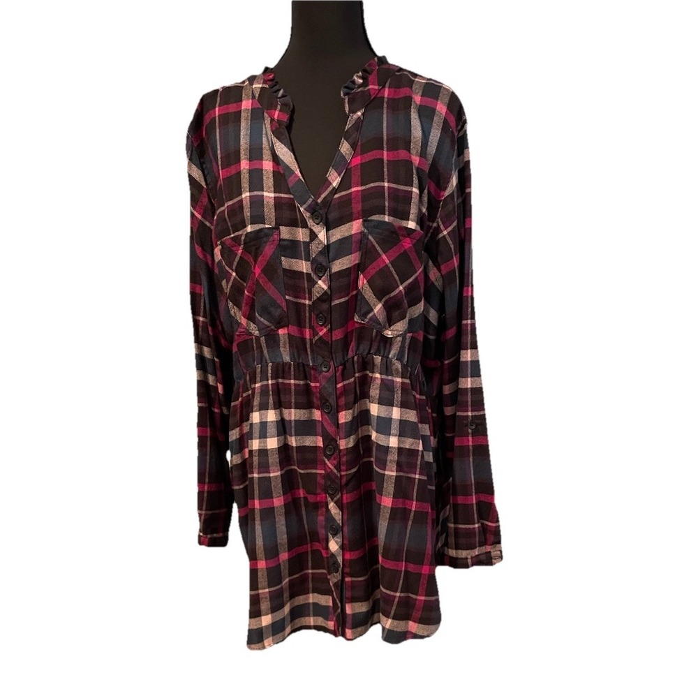 Maurice's Plus Size 2X Plaid Babydoll Tunic Top‎